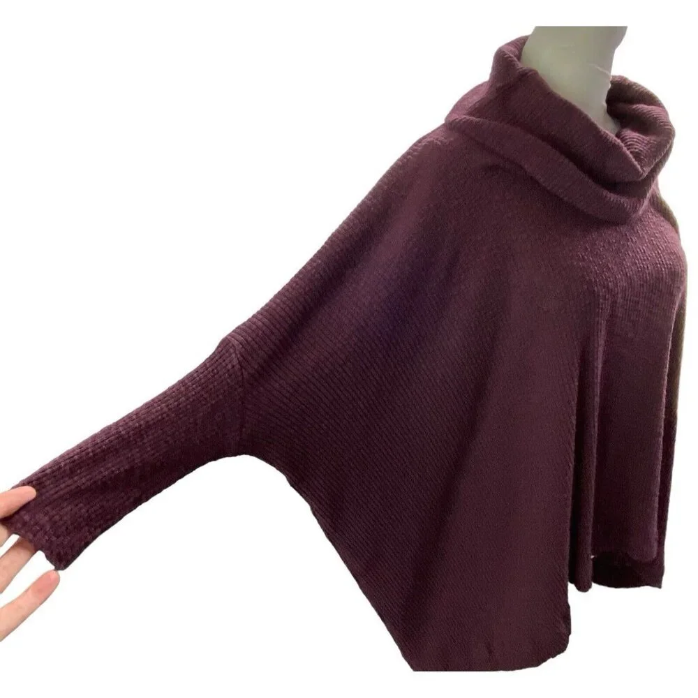 FREE PEOPLE BEACH Women World Traveler Sweater Open Back Sz L Purple Casual 62-3